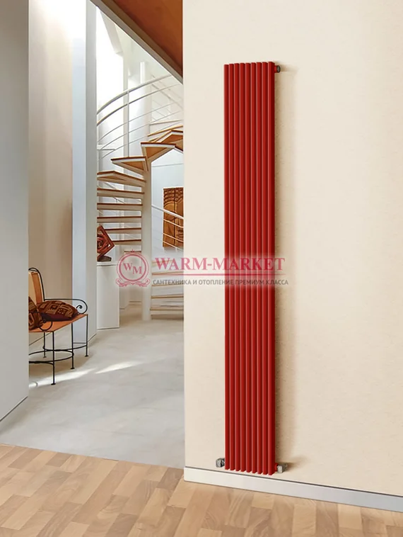 Paralleli v 1 1750 шаг 25 вертикальный трубчатый радиатор из прямоугольного профиля красного цвета