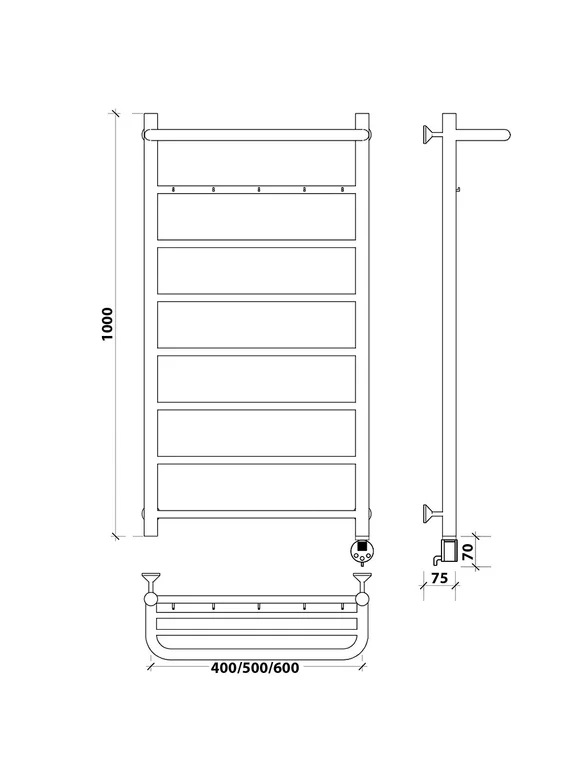 Электрический полотенцесушитель Secado Триада 1 КСП из нержавеющей стали