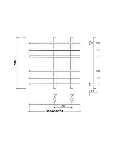 Водяной полотенцесушитель Secado Турин 3 из нержавеющей стали