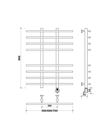 Электрический полотенцесушитель Secado Турин 4 из нержавеющей стали