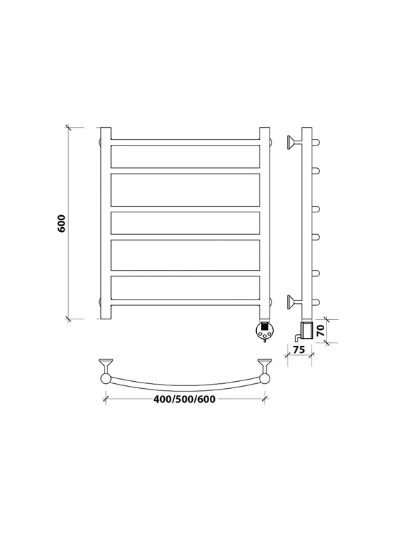 Электрический полотенцесушитель Secado Милан 2 из нержавеющей стали