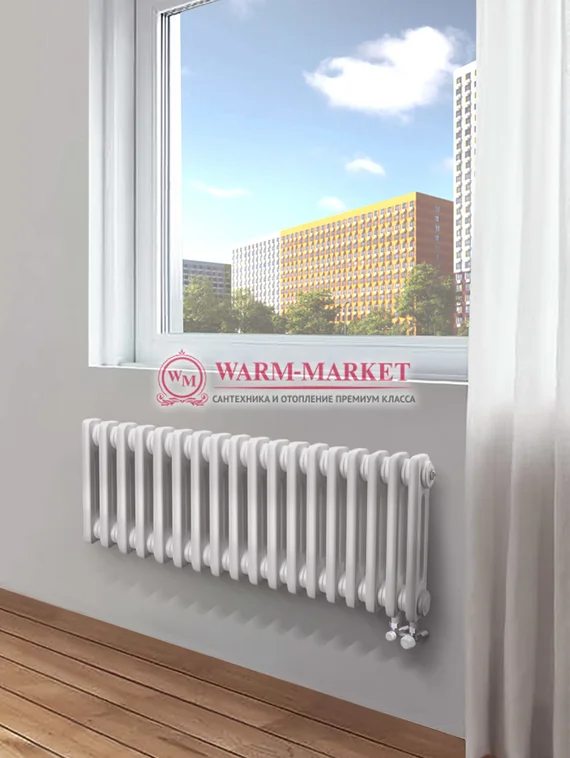 Трубчатый радиатор Dia Norm 3037-18 секций, трехтрубный с нижним подключением с вентилем.