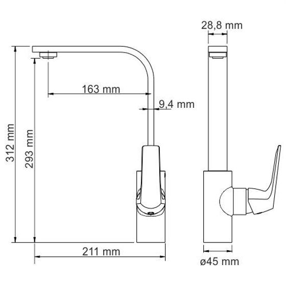 Смеситель для кухни черный Neime 1907-Bl