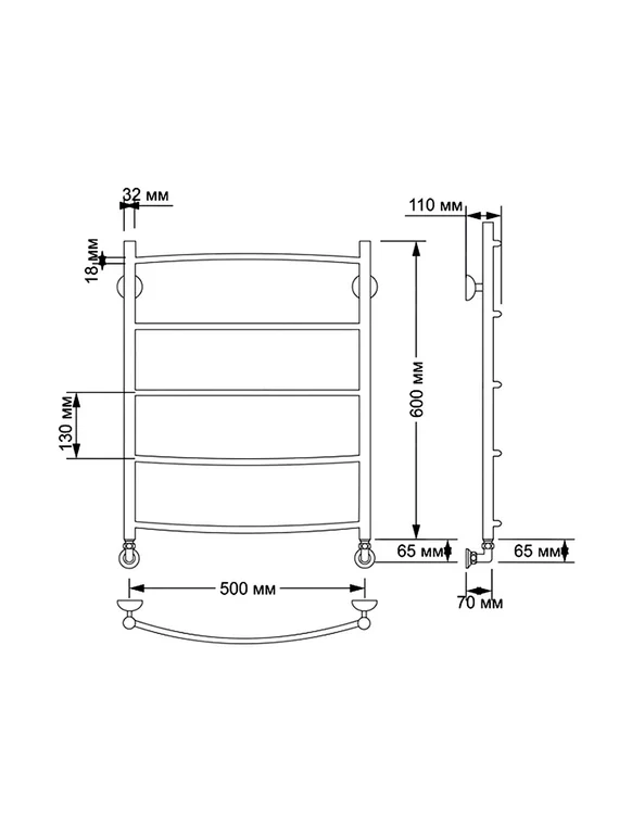 Водяной полотенцесушитель Secado Милан 1 из латуни