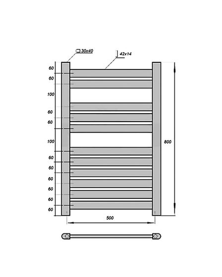 Полотенцесушитель электрический Solent Olivera SR-017 800х500 П11 черный