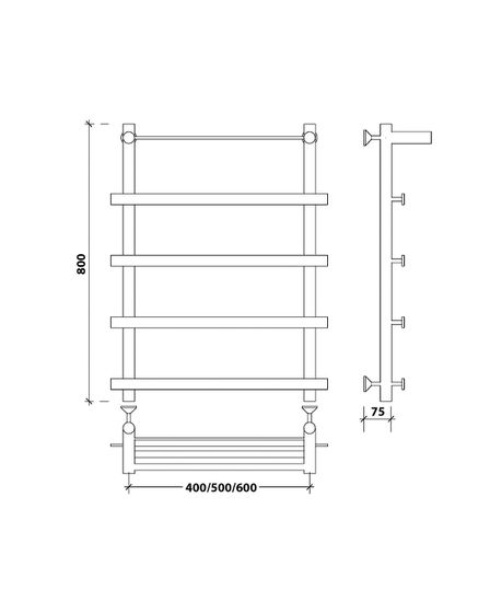Водяной полотенцесушитель Secado Понтида 1 СП из нержавеющей стали