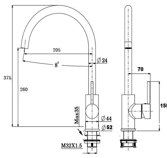 Смеситель для кухни Warmer Bronze Line 450265