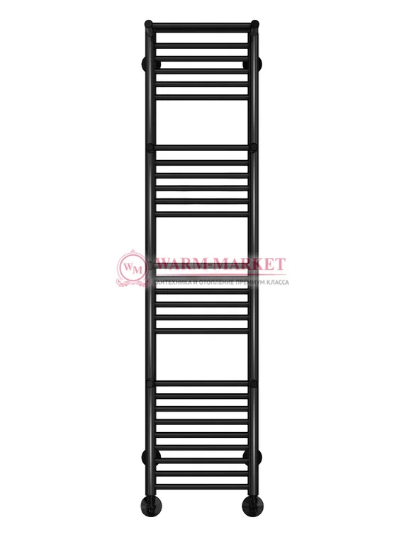 Аврора П27-1 - водяной полотенцесушитель с полками, нижнее подключение, черный