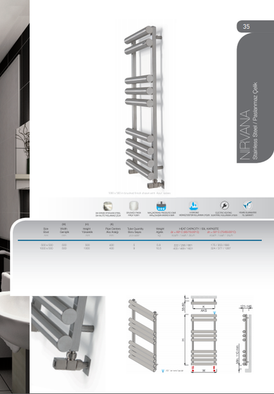 Nirvana Mat-дизайнерский полотенцесушитель из матовой полированной нержавеющей стали