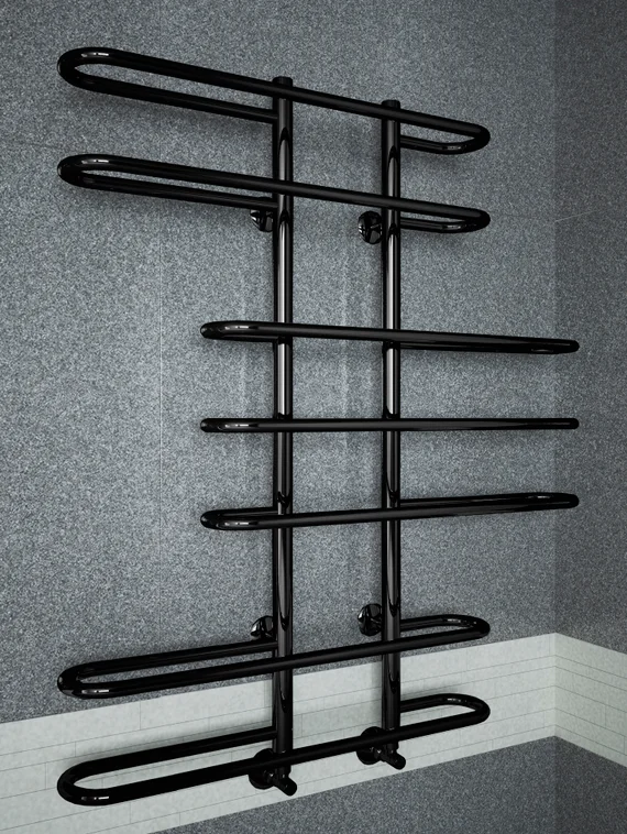 Diana - водяной полотенцесушитель из нержавеющей стали черного цвета.