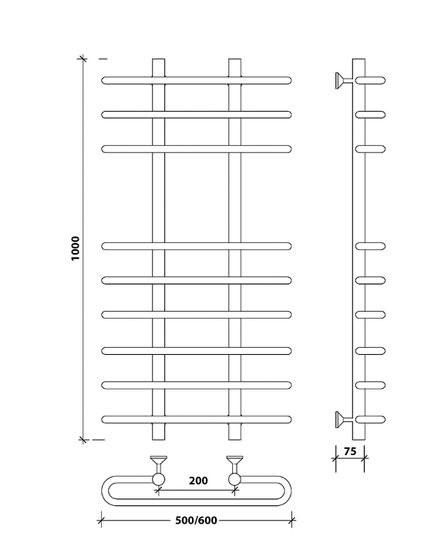 Водяной полотенцесушитель Secado Венеция 5 из нержавеющей стали