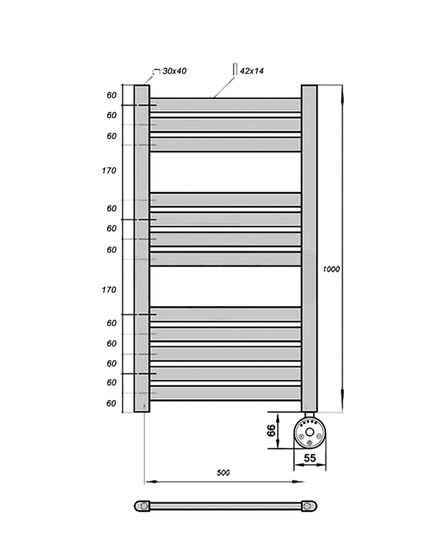 Полотенцесушитель электрический Solent Olivera SR-016 1000х500 П12 черный