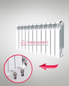 Rifar Alum VR 350 - алюминиевый радиатор с нижним правым подключением