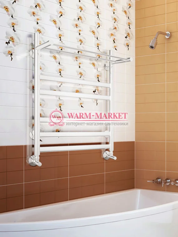 Hendriks-водяной полотенцесушитель с полкой цвет белый