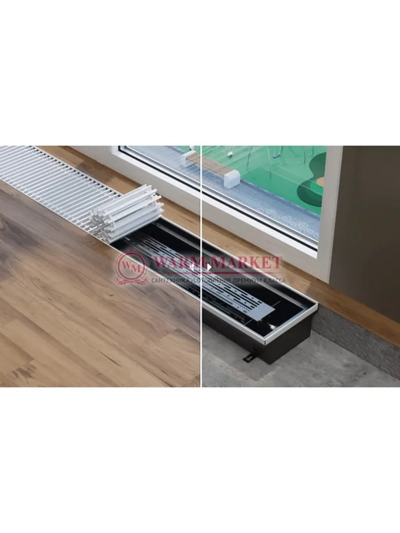 Внутрипольный электрический конвектор Vitron ВКЭ.90.200 без вентилятора шириной 200 мм (без решетки)