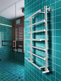 Liticia White - белый полотенцесушитель с чередующимися разноуровневыми перекладинами