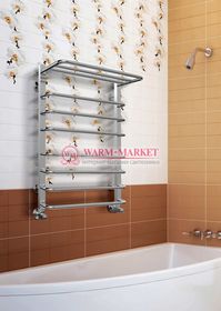 Arktur-электрический полотенцесушитель из квадратного и круглого профиля с полкой