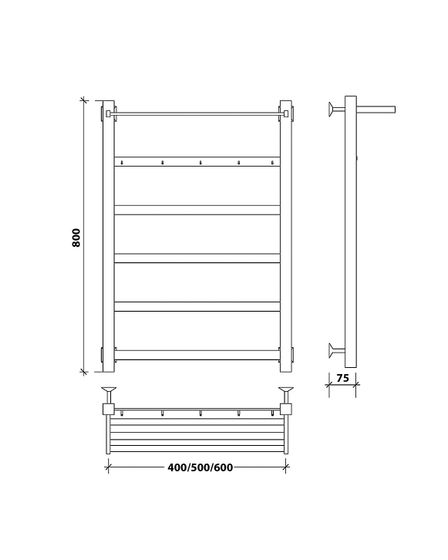 Водяной полотенцесушитель Secado Корсико 1 КСП из нержавеющей стали, черный