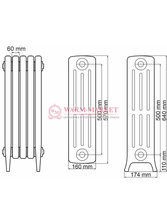 Чугунный радиатор Demir Dokum Tower 4066