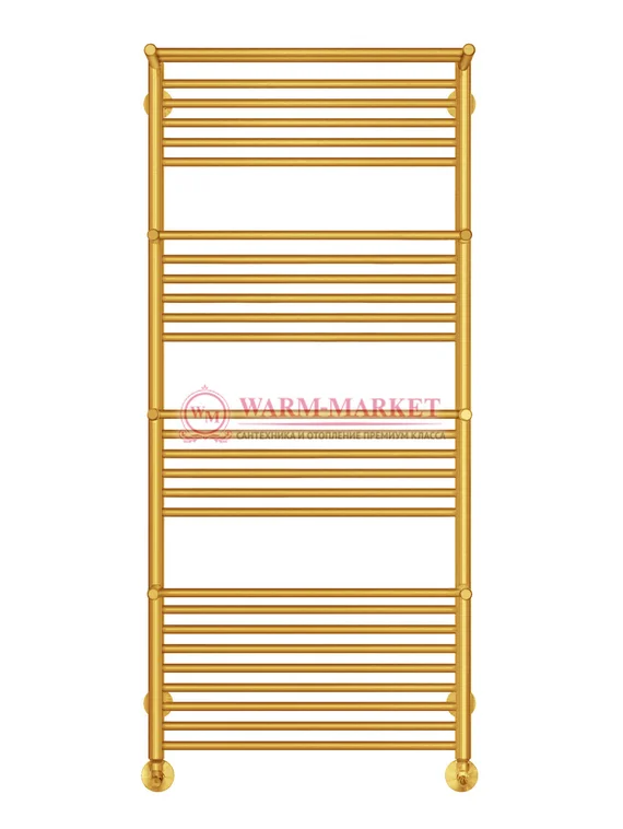 Аврора П27-4 - водяной полотенцесушитель с полками, нижнее подключение, цвет золото