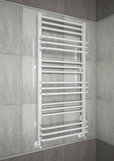 Sorento E - электрический полотенцесушитель белого цвета.