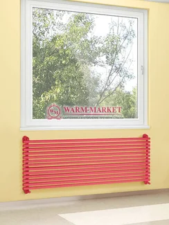 Garda 1400х400 – горизонтальный широкий дизайнерский полотенцесушитель в розовом цвете