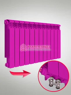 Rifar Alum VR Ral 500 - цветной алюминиевый радиатор с нижним правым подключением