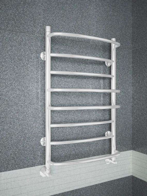 Euromix White - белый полотецесушитель c чередующимися прямыми и выпуклыми перекладинами