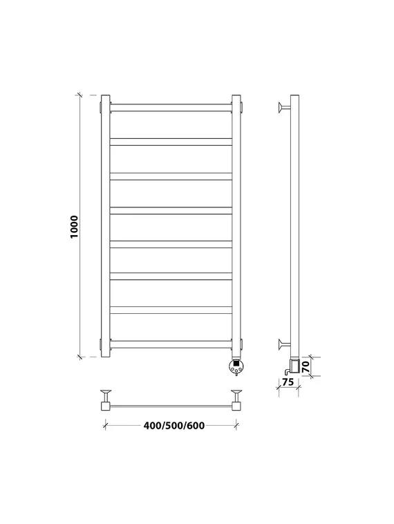 Электрический полотенцесушитель Secado Корсико 1 из нержавеющей стали, черный