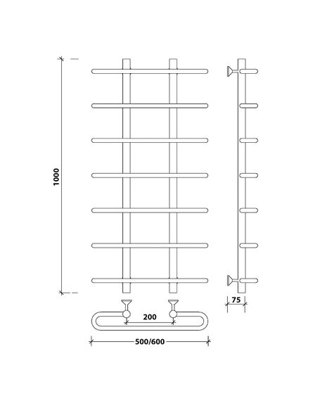 Водяной полотенцесушитель Secado Венеция 1 из нержавеющей стали