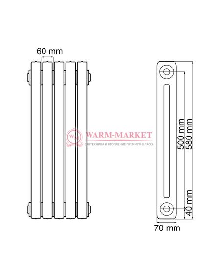 Чугунный радиатор Viadrus Kalor 3 500/70