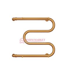 М-образный - водяной полотенцесушитель с полкой, боковое подключение, цвет бронза
