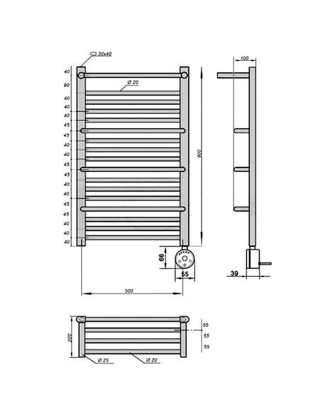 Полотенцесушитель электрический Solent Vinya SR-013 500х800 П17 белый