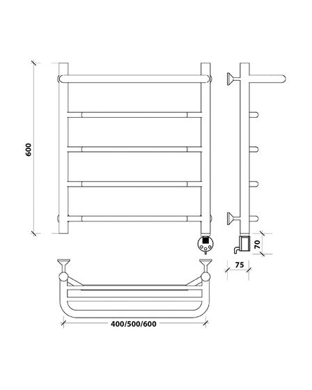 Электрический полотенцесушитель Secado Агата 1 СП из нержавеющей стали