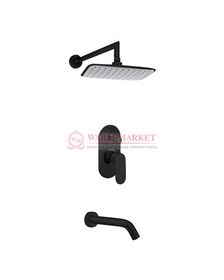 Встраиваемый комплект для ванны с изливом и верхней душевой насадкой черный А13031-Bl