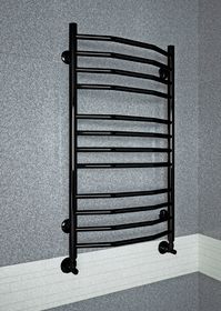 Victoria Black - черный полотенцесушитель c перекладинами в форме трапеции.