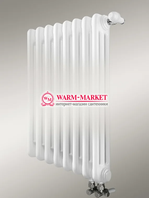 Трубчатый радиатор Dia Norm 2057 двухтрубный, нижнее правое/левое подключение с вентилем