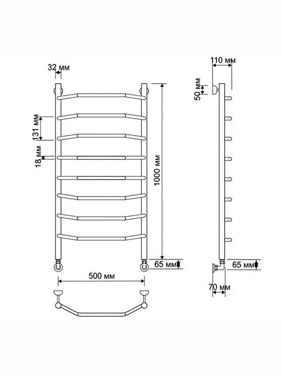 Водяной полотенцесушитель Secado Агата 1 из латуни