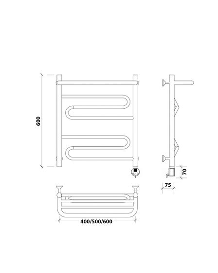 Электрический полотенцесушитель Secado Валенсия 1 СП из нержавеющей стали
