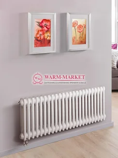 Трубчатый радиатор Purmo Delta 2057-22 секции, двухтрубный с нижним правым/левым подключением с вентилем.