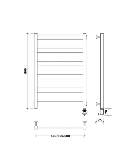 Электрический полотенцесушитель Secado Комано 1 из нержавеющей стали, черный