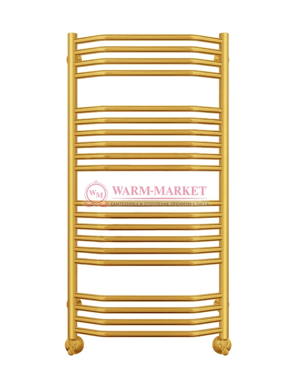 Виктория П20 - водяной полотенцесушитель, нижнее подключение, цвет золото