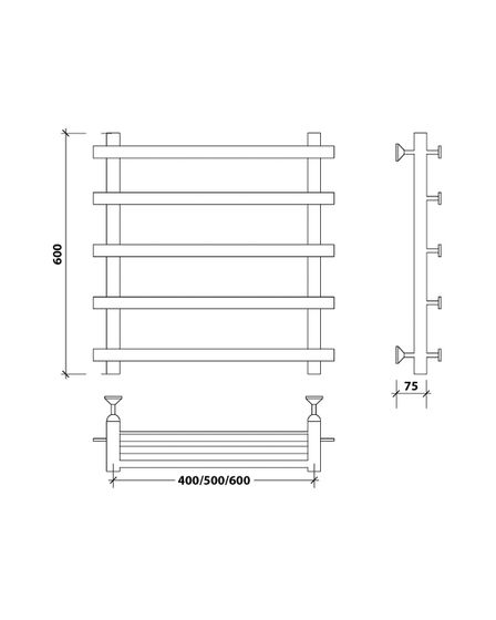 Водяной полотенцесушитель Secado Понтида 1 из нержавеющей стали