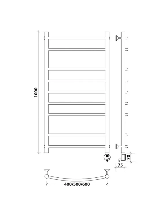 Электрический полотенцесушитель Secado Милан 2 из нержавеющей стали