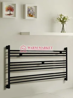 Богема L 600х1100 – черный горизонтальный широкий дизайнерский полотенцесушитель