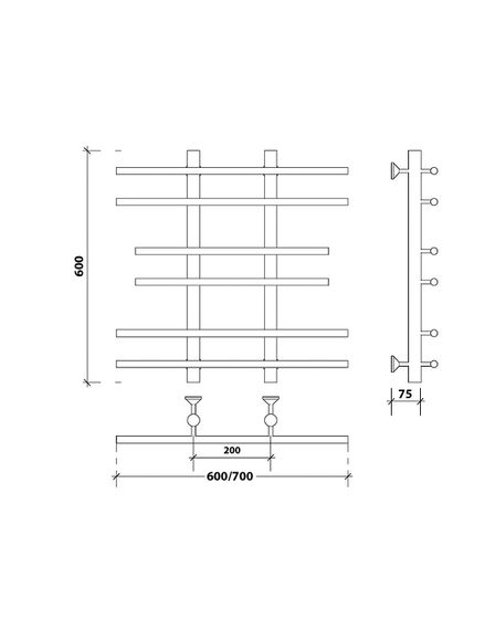 Водяной полотенцесушитель Secado Турин 2 из нержавеющей стали