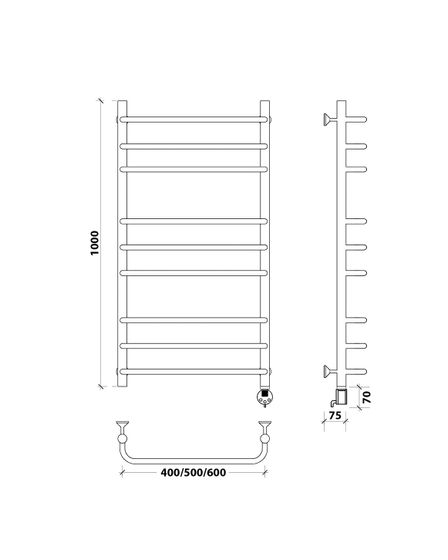 Электрический полотенцесушитель Secado Мерида 3 из нержавеющей стали