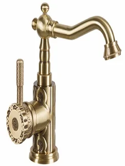 Gamma De Lux  - бронзовый смеситель на раковину в стиле ретро