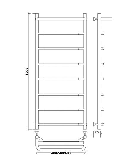 Водяной полотенцесушитель Secado Агата 1 СП из нержавеющей стали