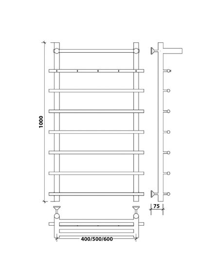 Водяной полотенцесушитель Secado Турин 1 КСП из нержавеющей стали